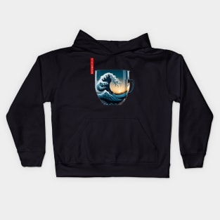 The Great Wave of Coffee Kids Hoodie